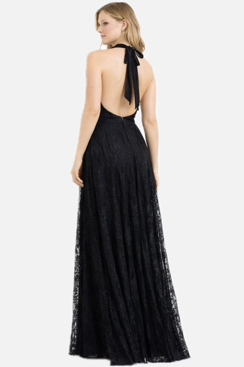 Halter Neck Lace Maxi Dress with Partial Lining