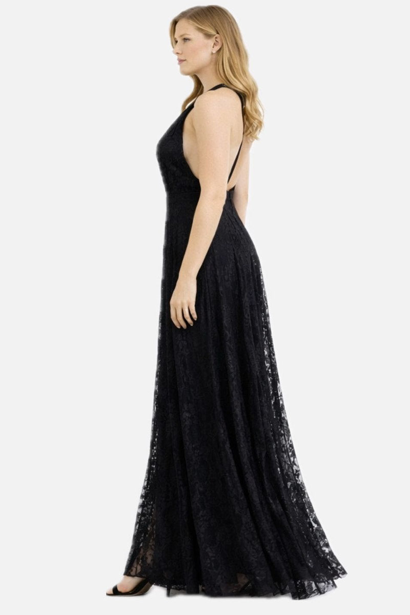 Halter Neck Lace Maxi Dress with Partial Lining