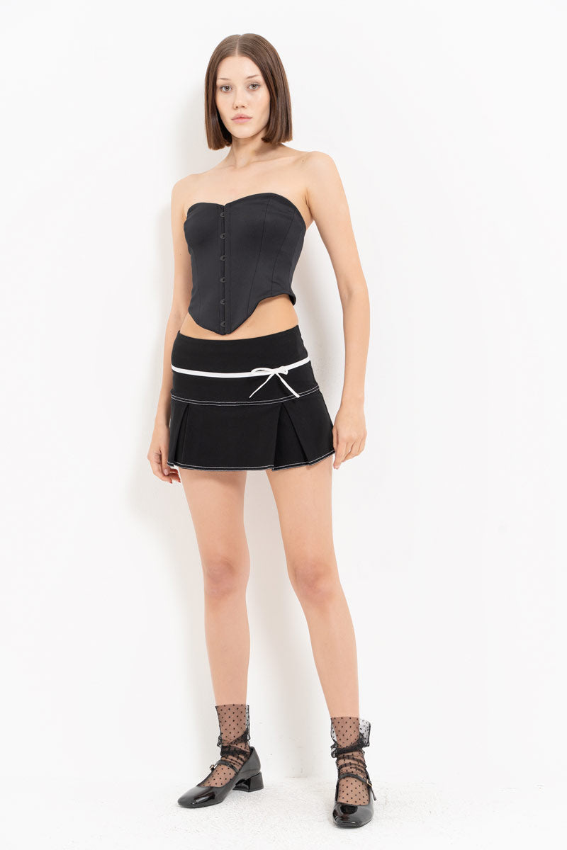 Black Hook-Front Strapless Bustier