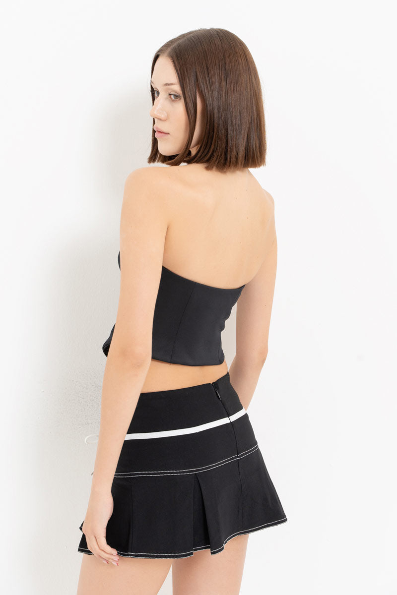 Black Hook-Front Strapless Bustier