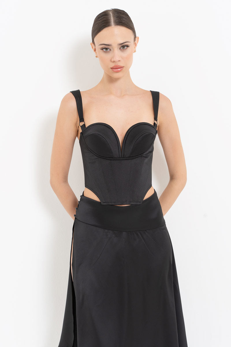 Black V-Neck Bustier