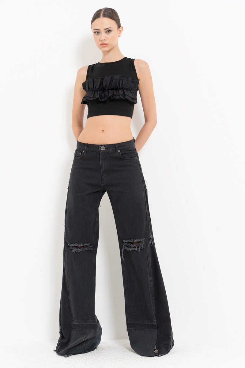 Black Cross-Back Tie Bustier