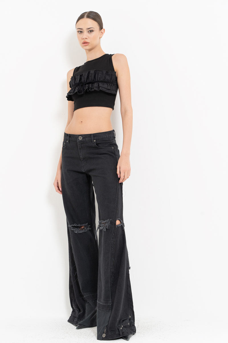 Black Cross-Back Tie Bustier