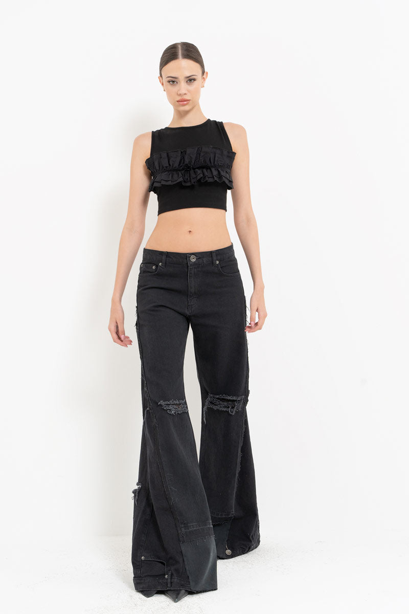 Black Cross-Back Tie Bustier