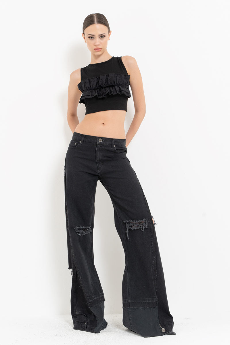 Black Cross-Back Tie Bustier