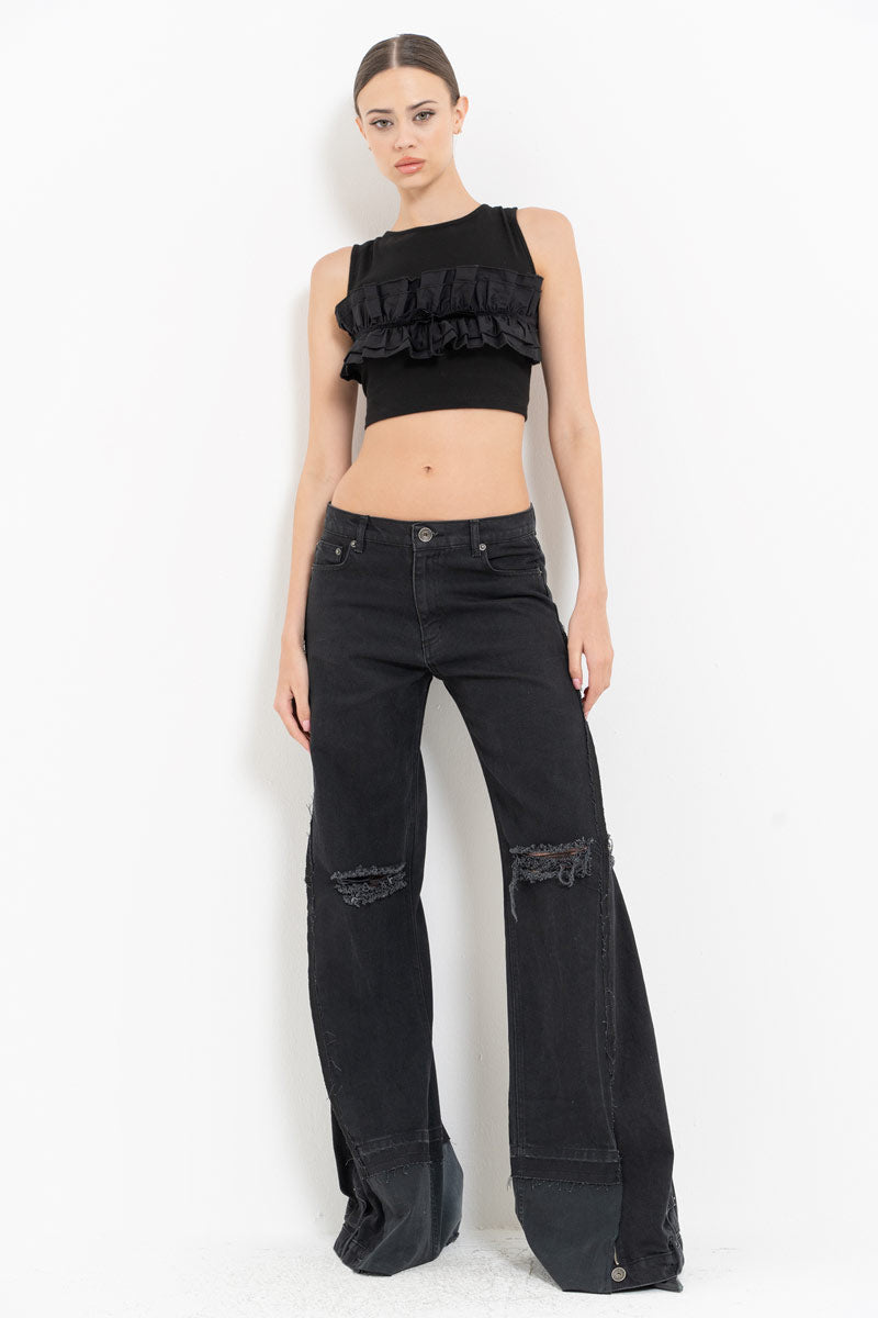 Black Cross-Back Tie Bustier