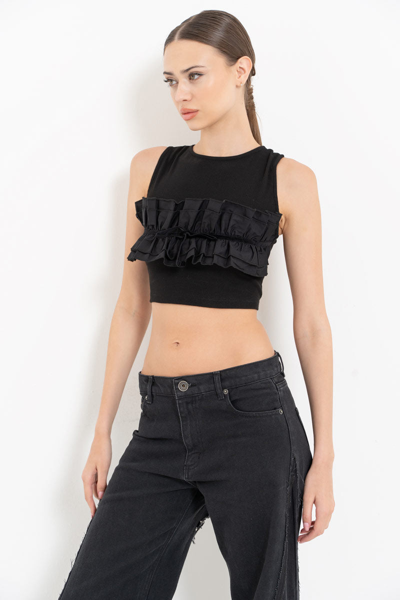 Black Cross-Back Tie Bustier