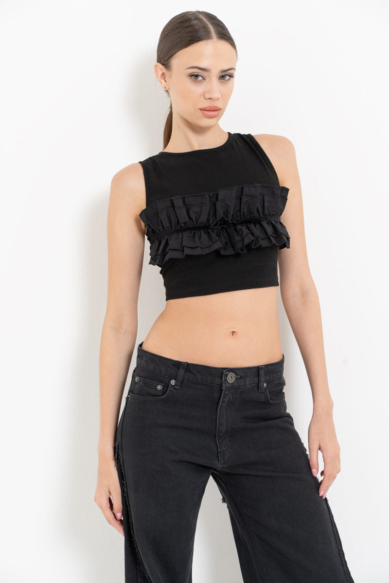 Black Cross-Back Tie Bustier