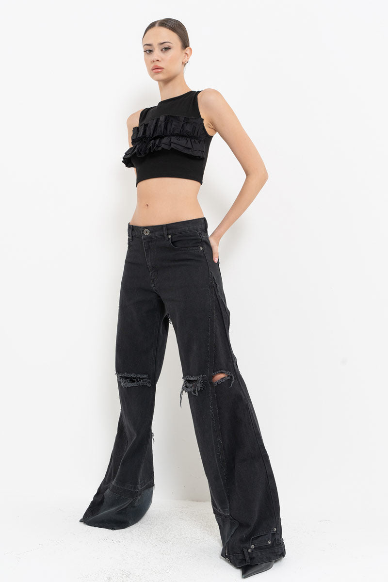 Black Cross-Back Tie Bustier