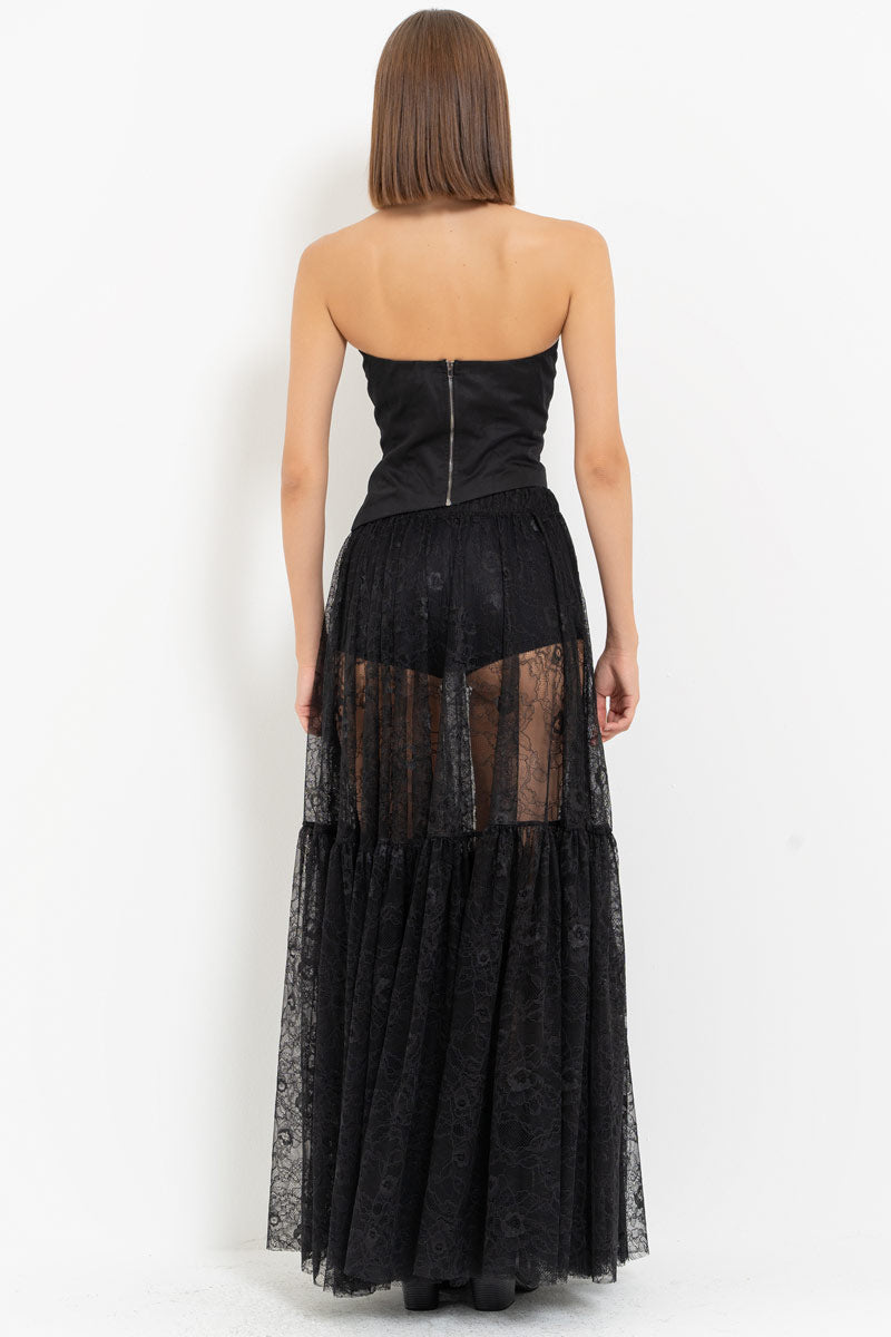 Black Rose Detail Eyelet Bustier