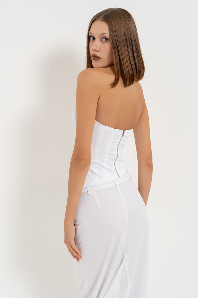 Black Rose Detail Eyelet Bustier