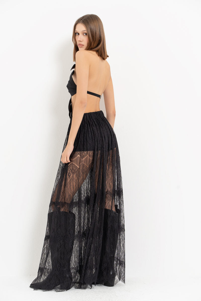 Black Adjustable Elastic Leaf Bustier