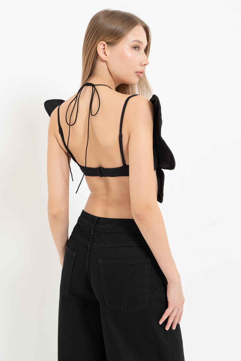Black Tie-Detail Butterfly Bustier