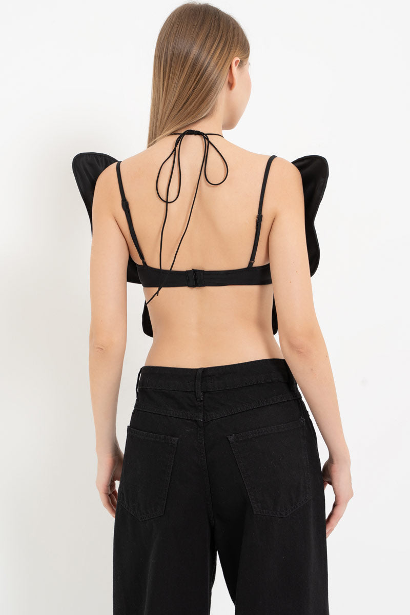 Black Tie-Detail Butterfly Bustier