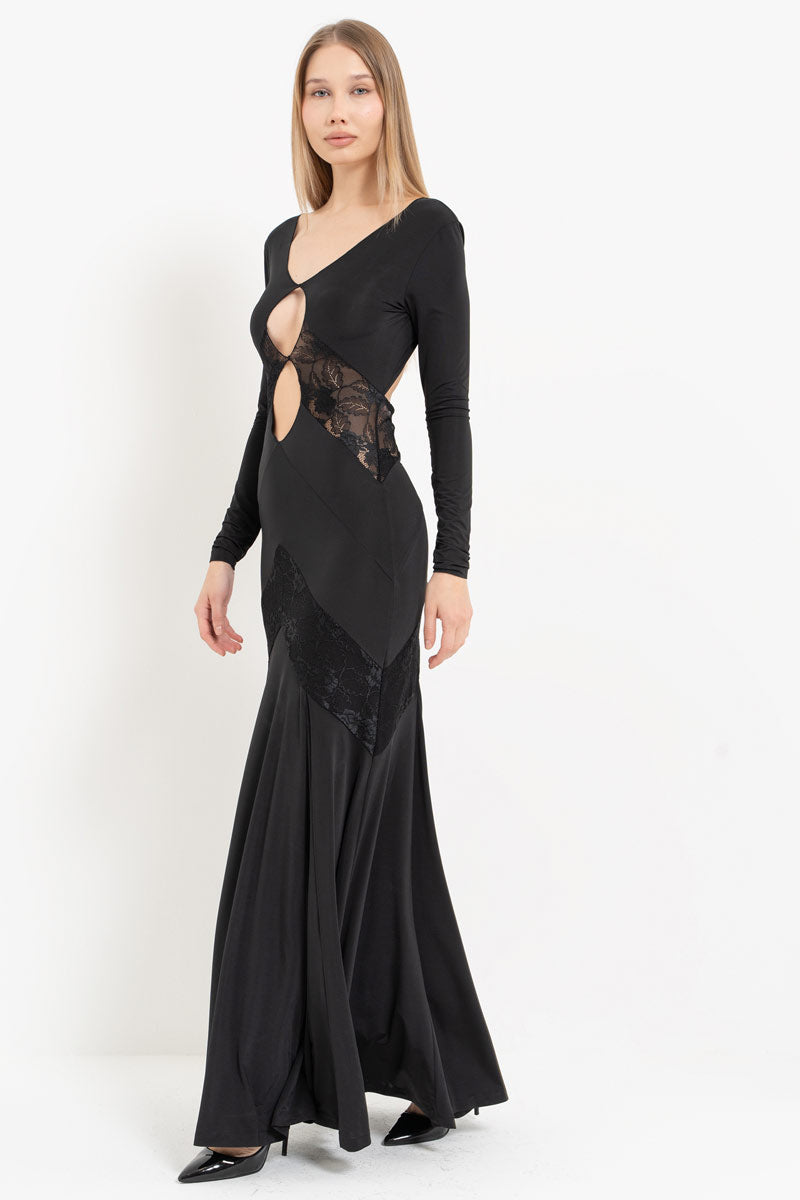 Maxi Lace Dress with Cut-Out Detail