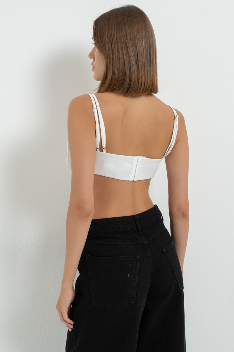 Black Strappy Floral Satin Bustier