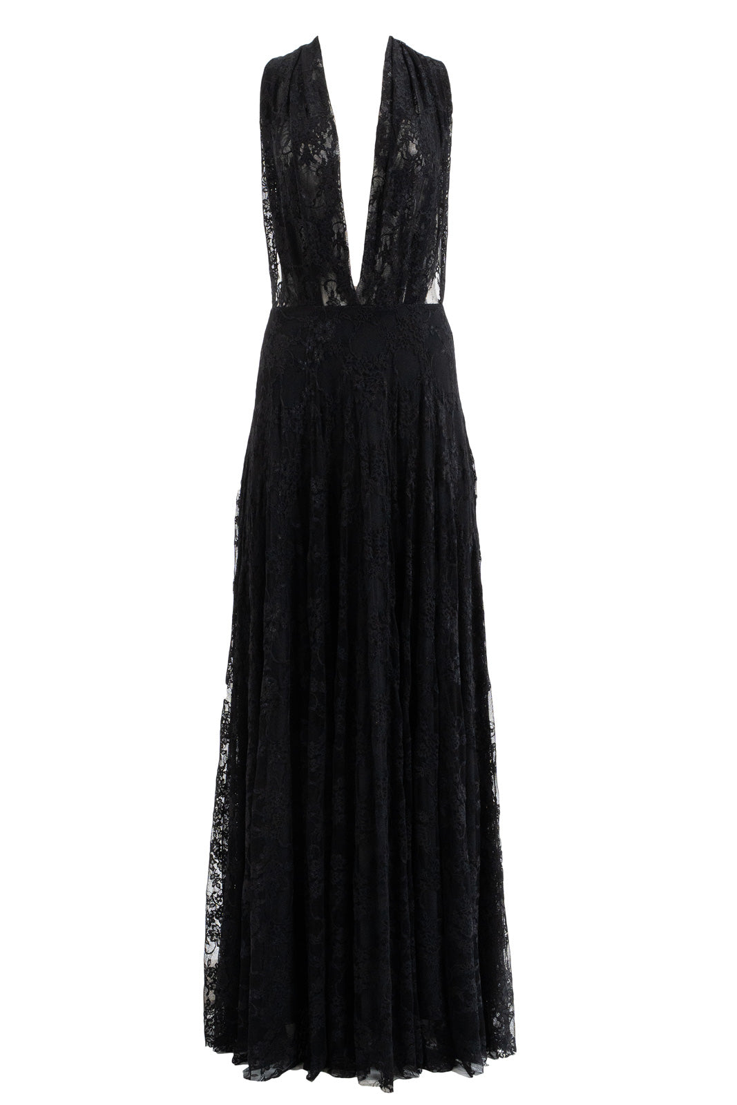 Halter Neck Lace Maxi Dress with Partial Lining
