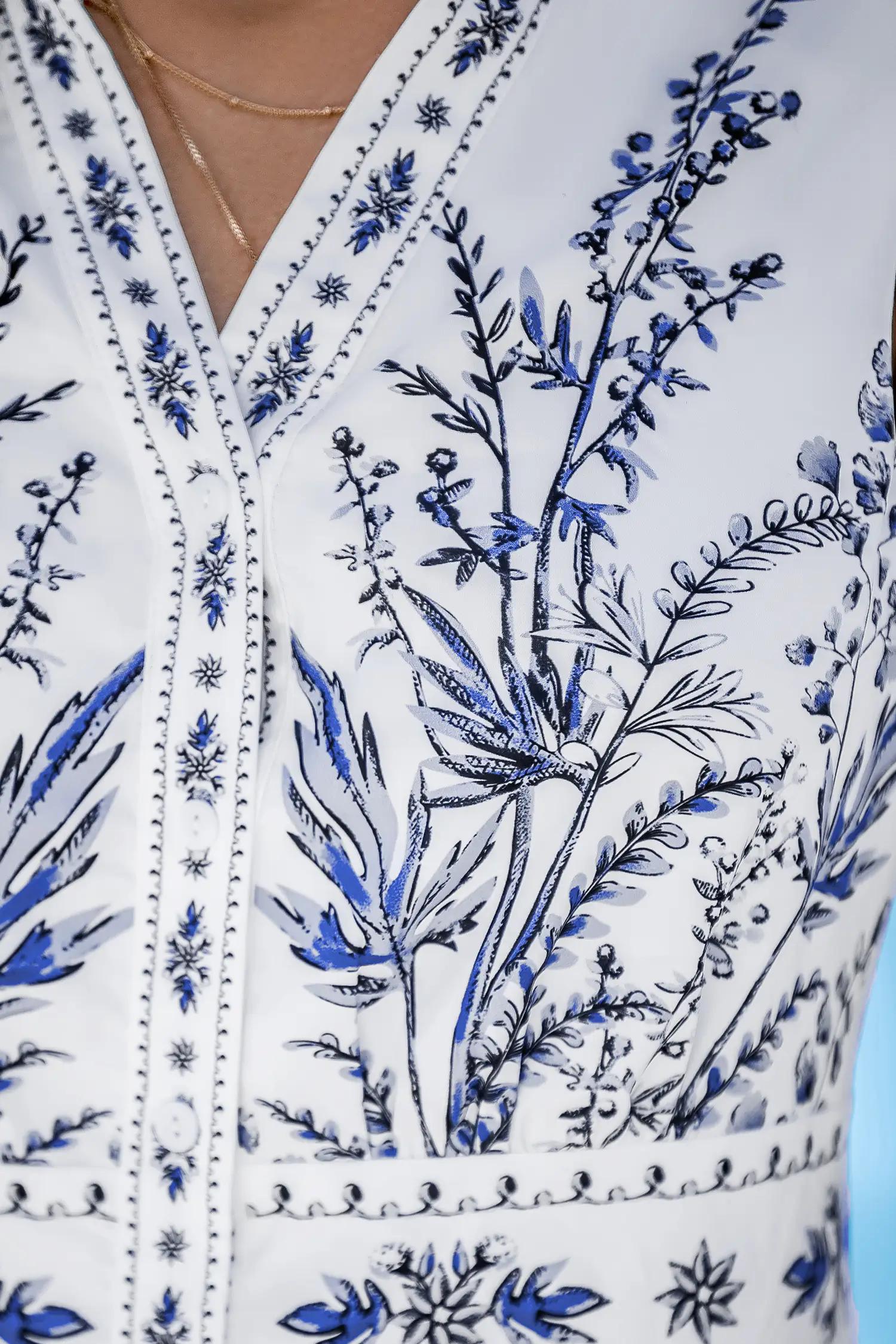 Watercolor Floral Standing Collar Mini Dress