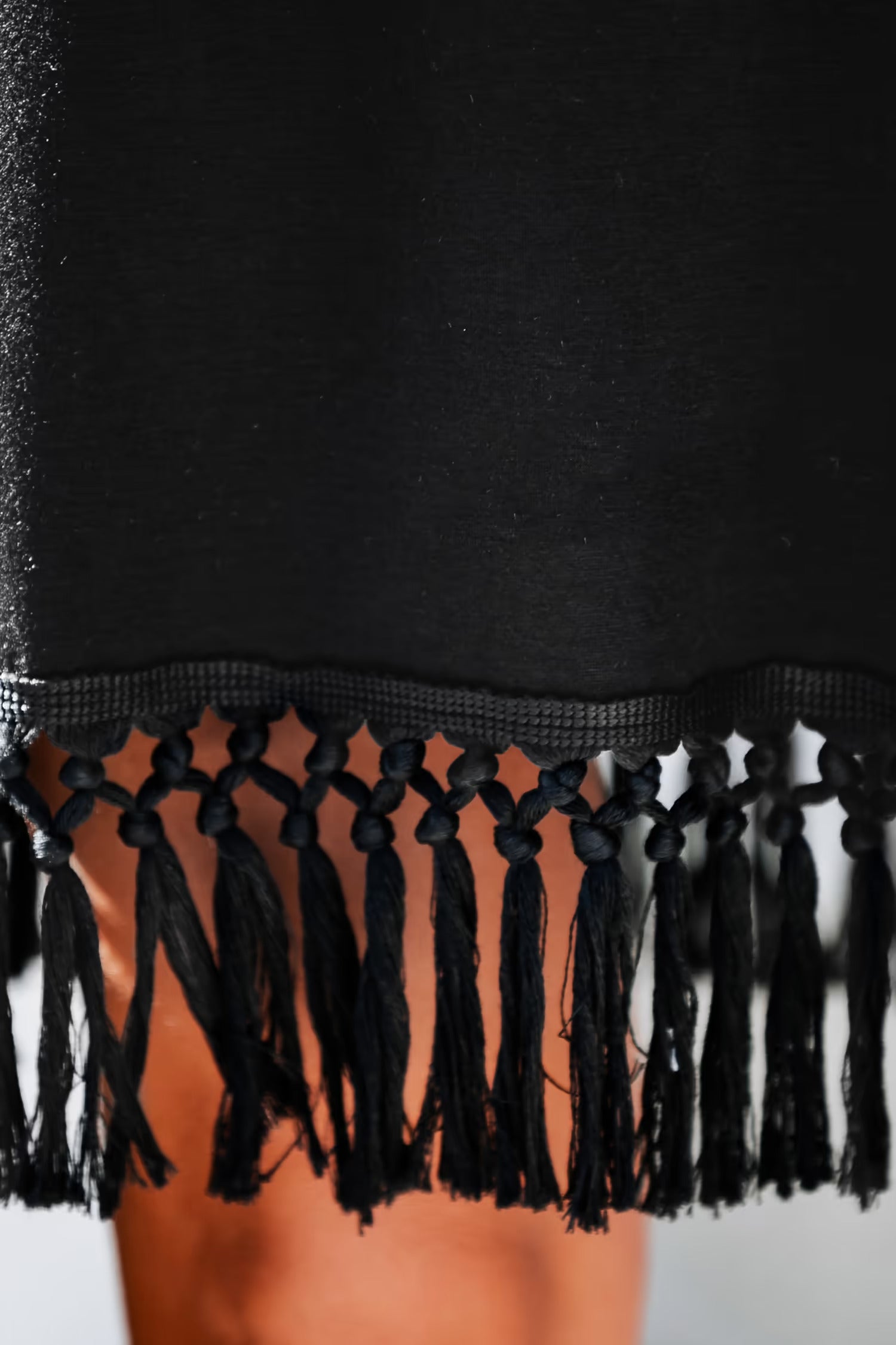 Tassel Trim Scoop Neck Knit Midi Dress