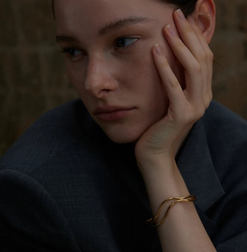 Minimalist Double Layer Adjustable Cuff Bracelet