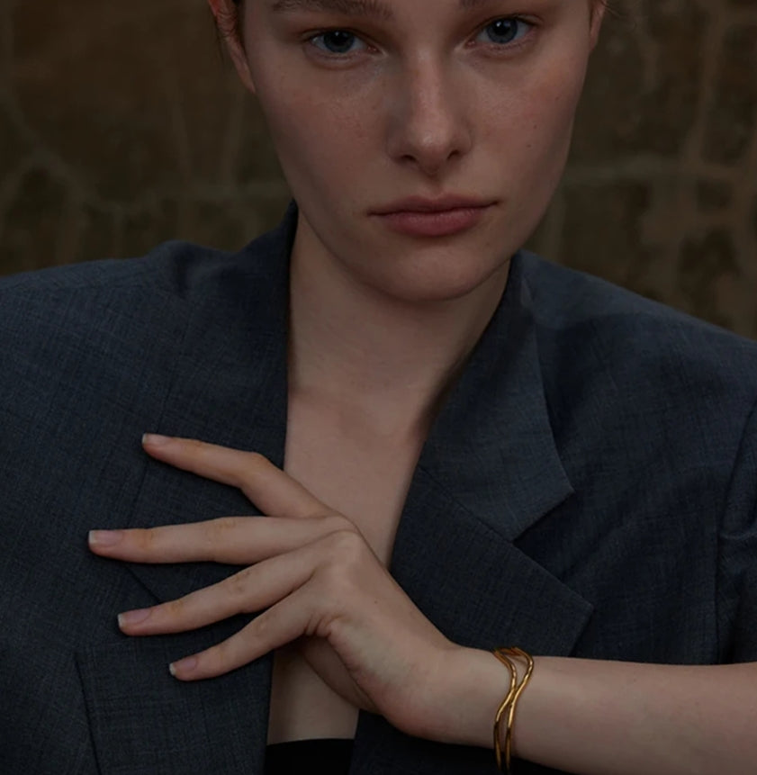 Minimalist Double Layer Adjustable Cuff Bracelet