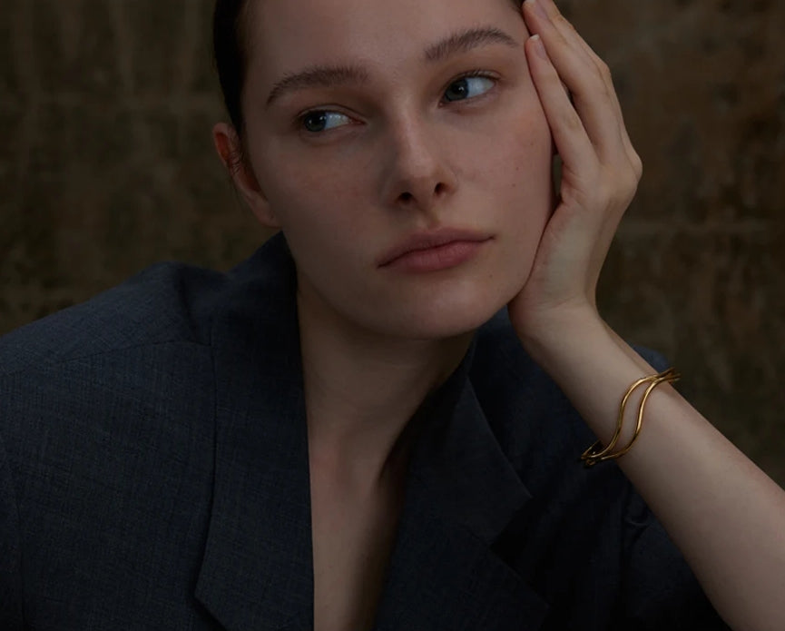 Minimalist Double Layer Adjustable Cuff Bracelet