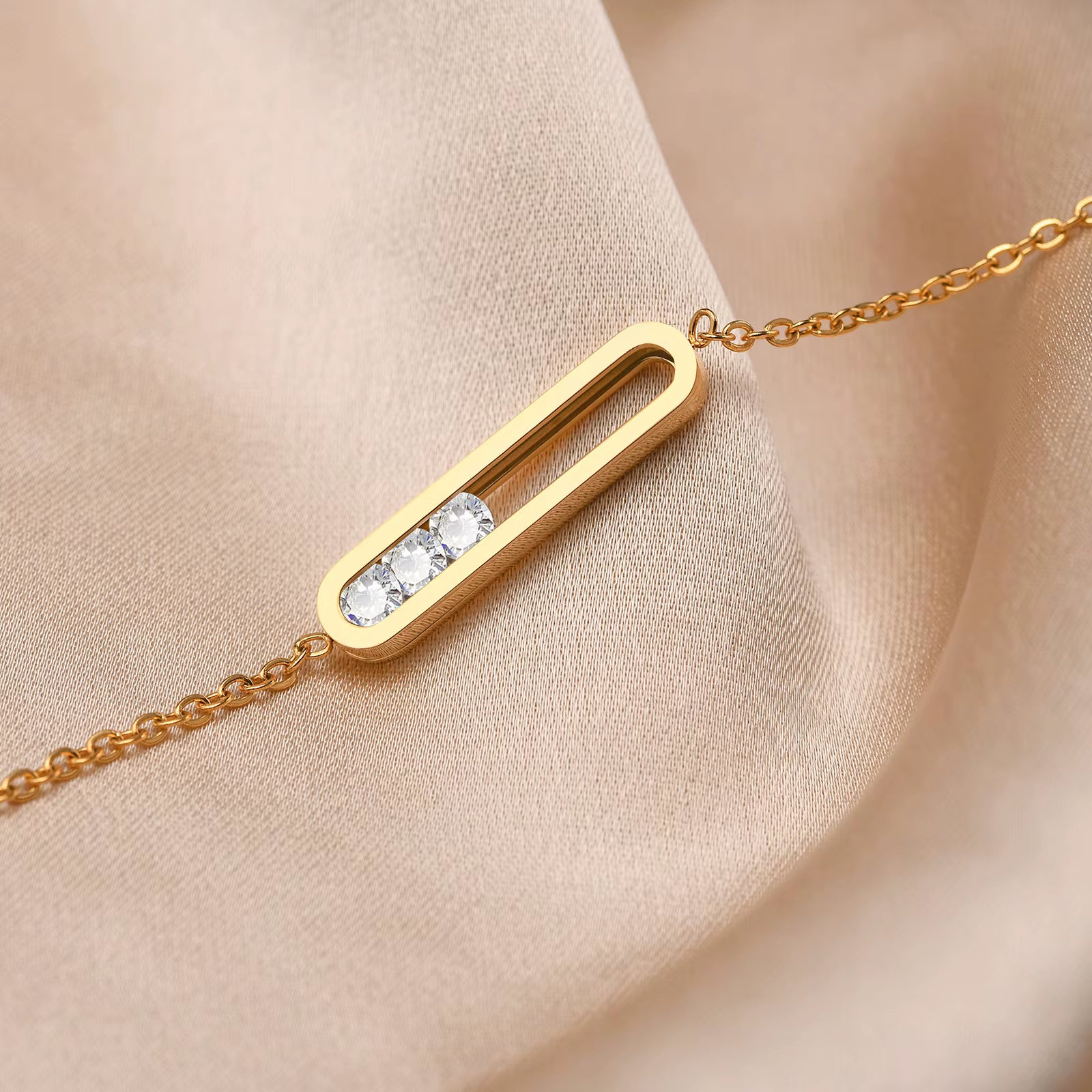 Triple CZ Chain Bracelet