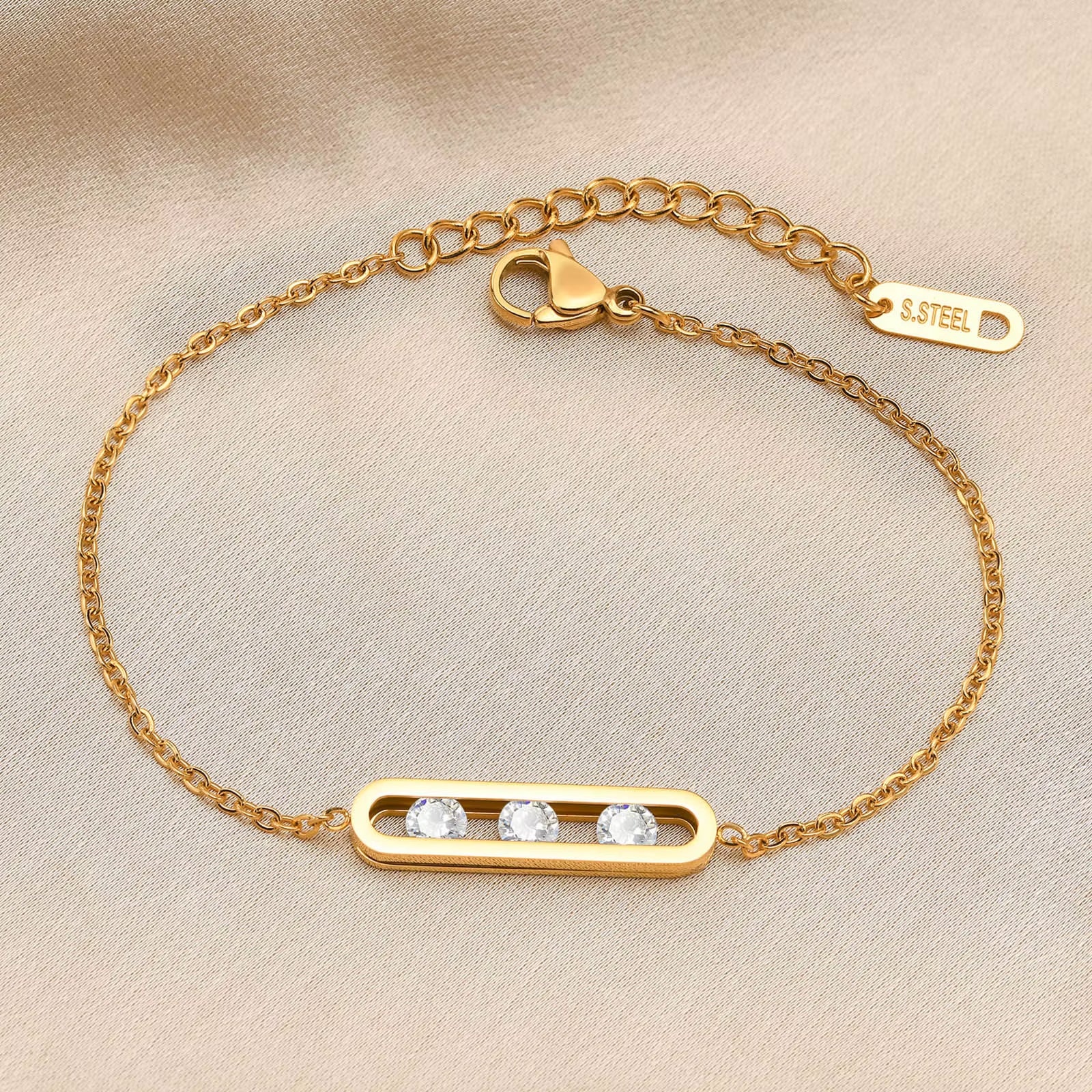 Triple CZ Chain Bracelet