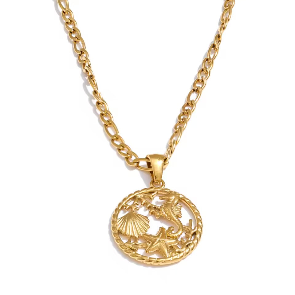 Round Ocean Animals Pendant Necklace