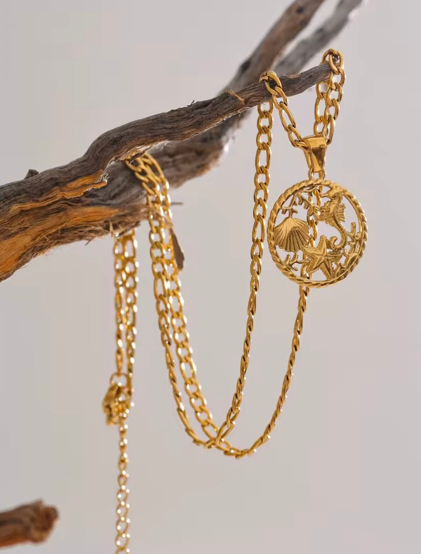 Round Ocean Animals Pendant Necklace