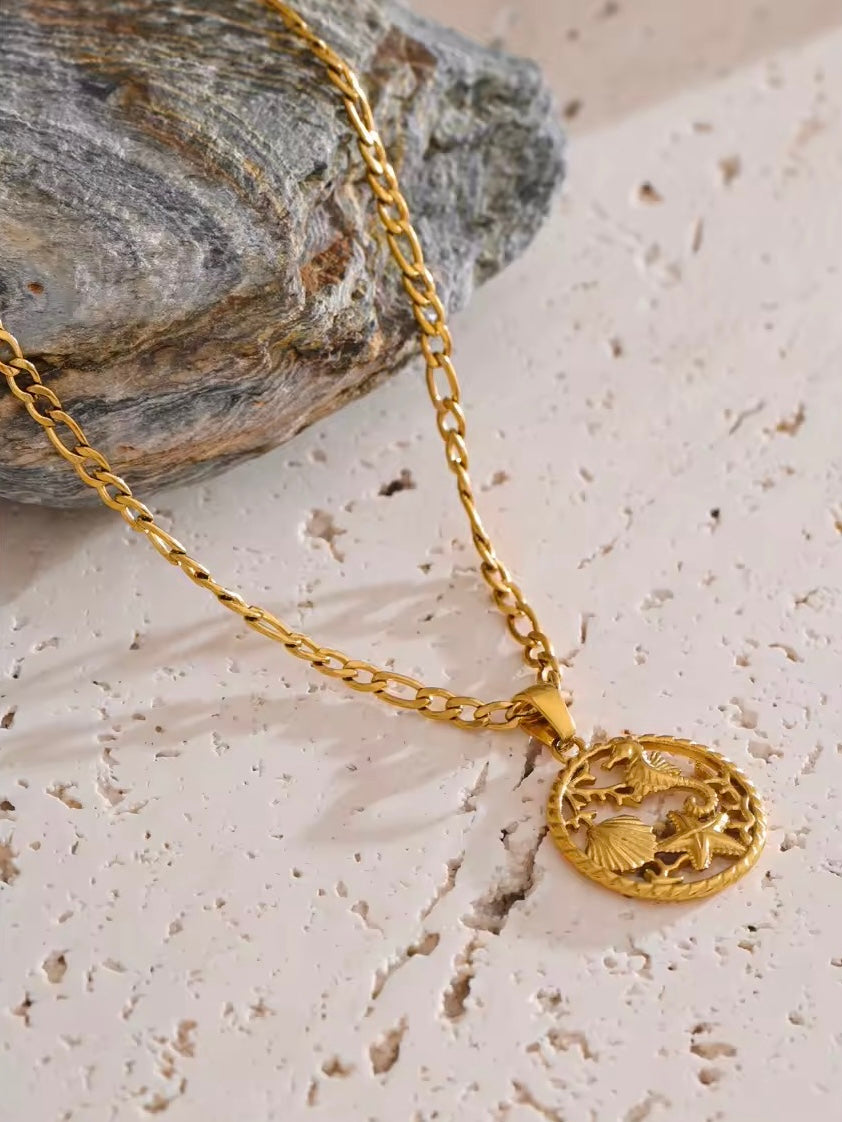 Round Ocean Animals Pendant Necklace