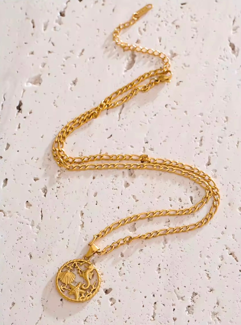 Round Ocean Animals Pendant Necklace