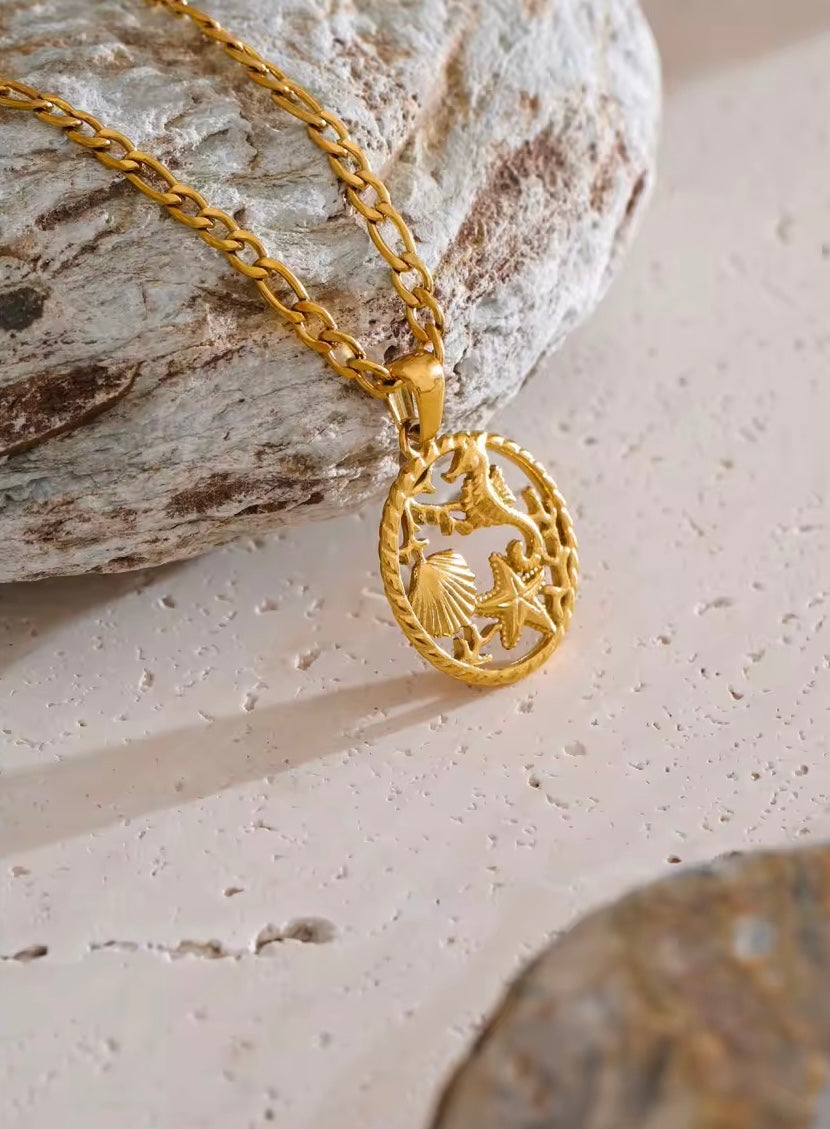 Round Ocean Animals Pendant Necklace