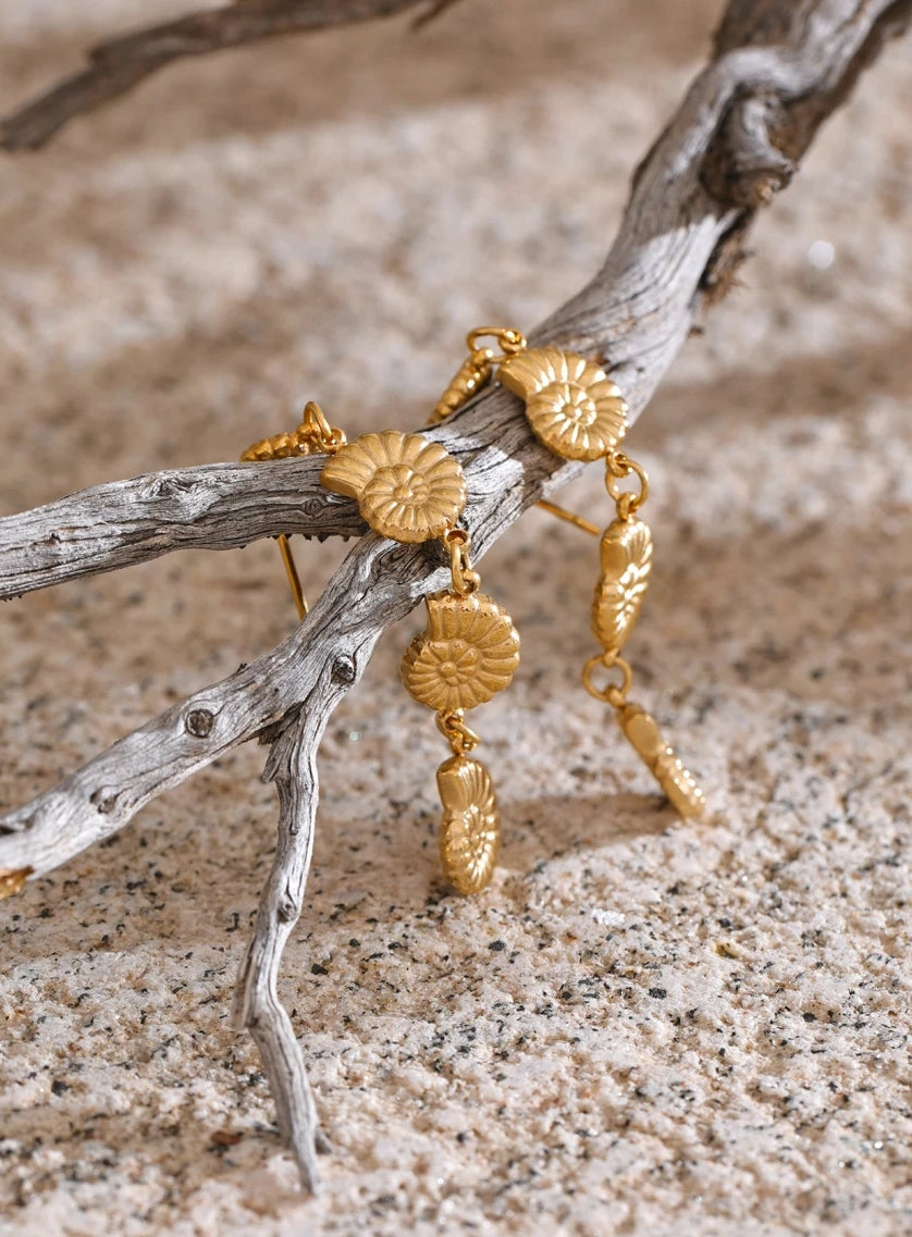 Linked Multiple Conch Dangle Earrings