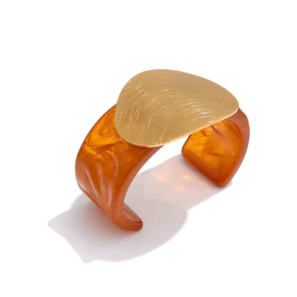 Amber Acrylic Big Open Cuff Bracelet