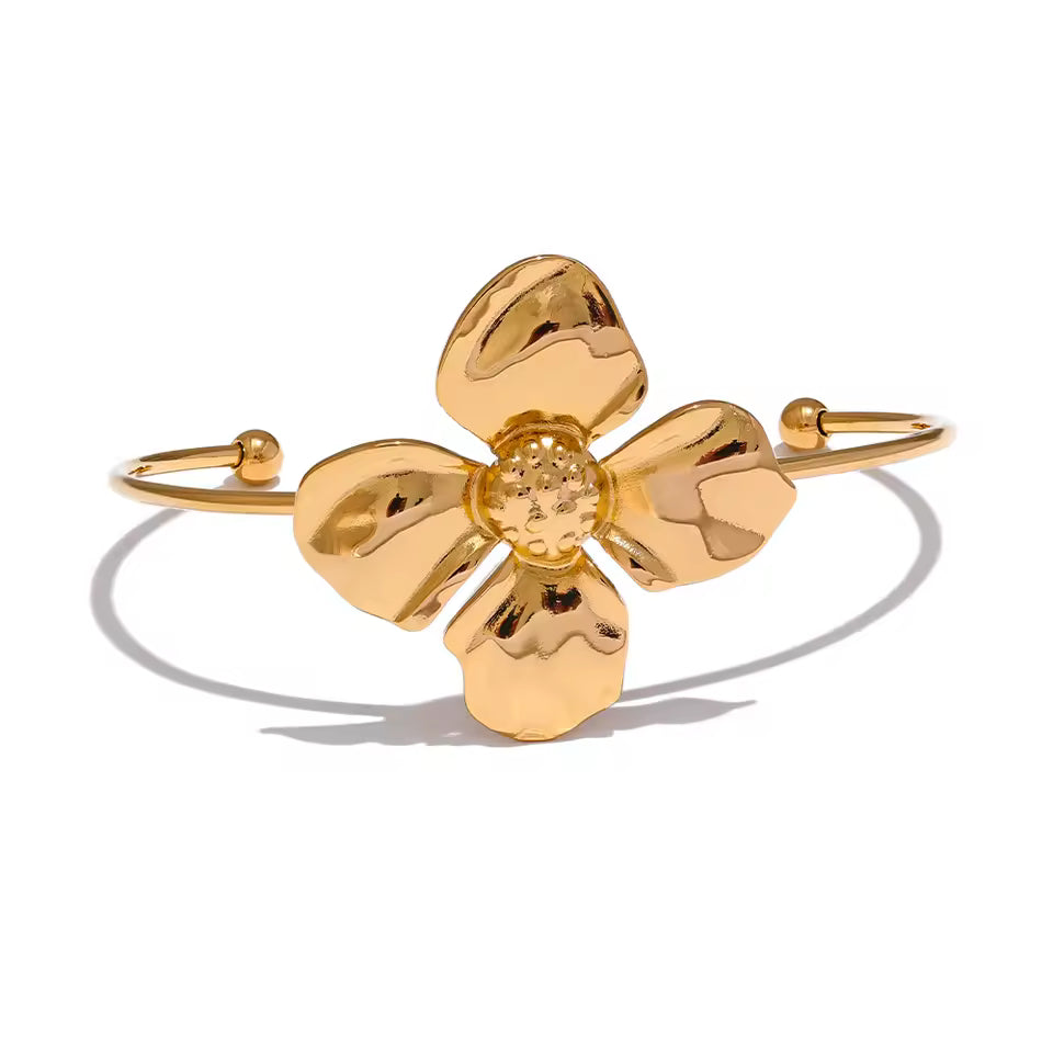 Gold Flower Cuff Bracelet