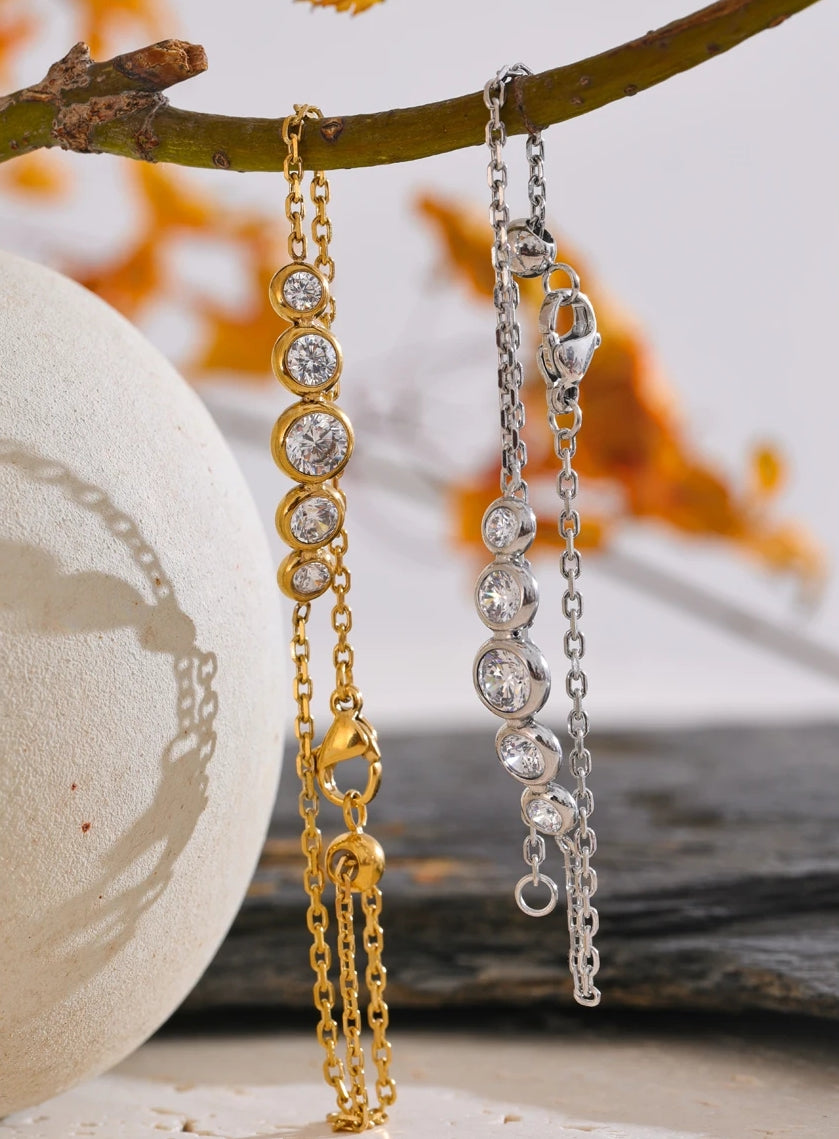 Multi Cubic Zirconia Chain Bracelet