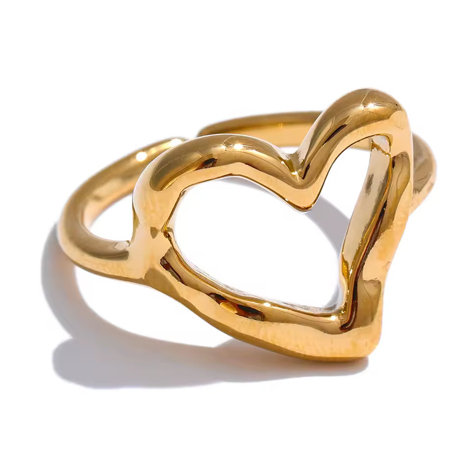 Adjustable Minimalist Hollow Heart Ring