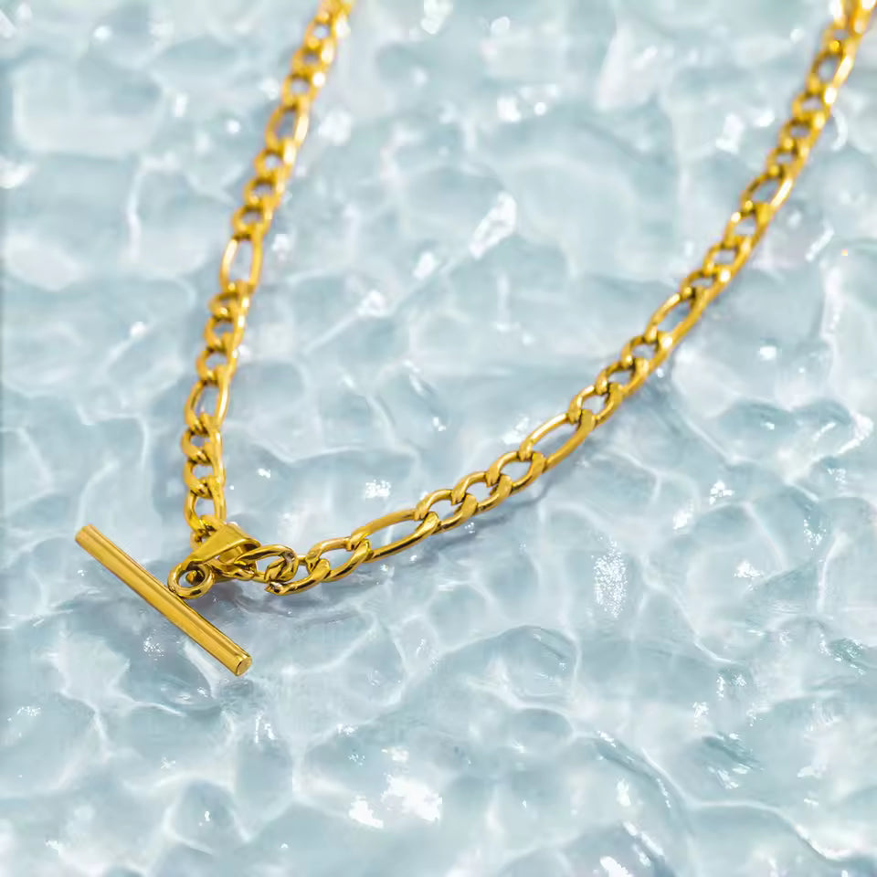 Figaro Chain T Pendant Necklace