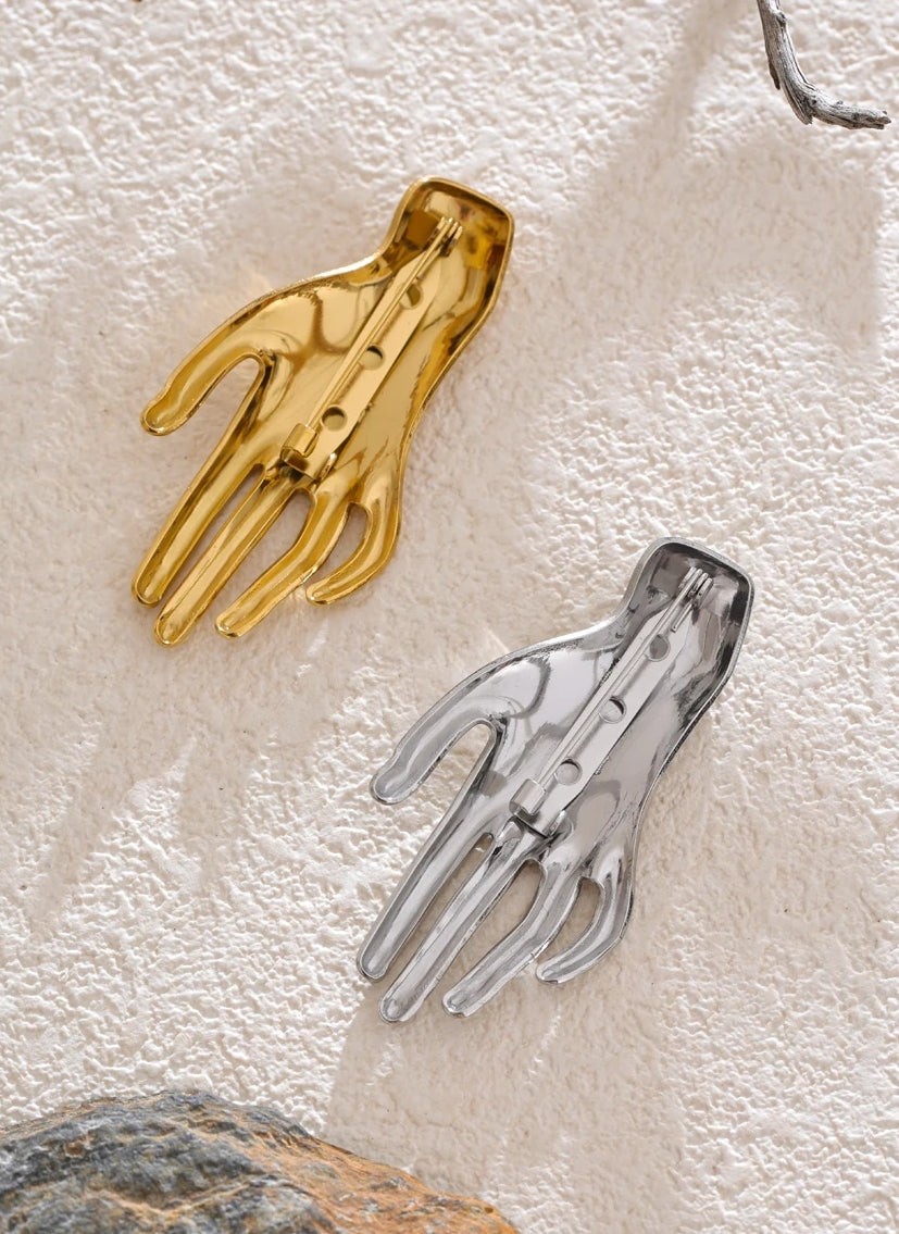 Glossy Hand Brooch