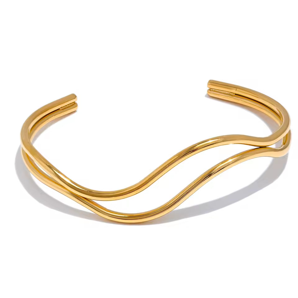 Minimalist Double Layer Adjustable Cuff Bracelet