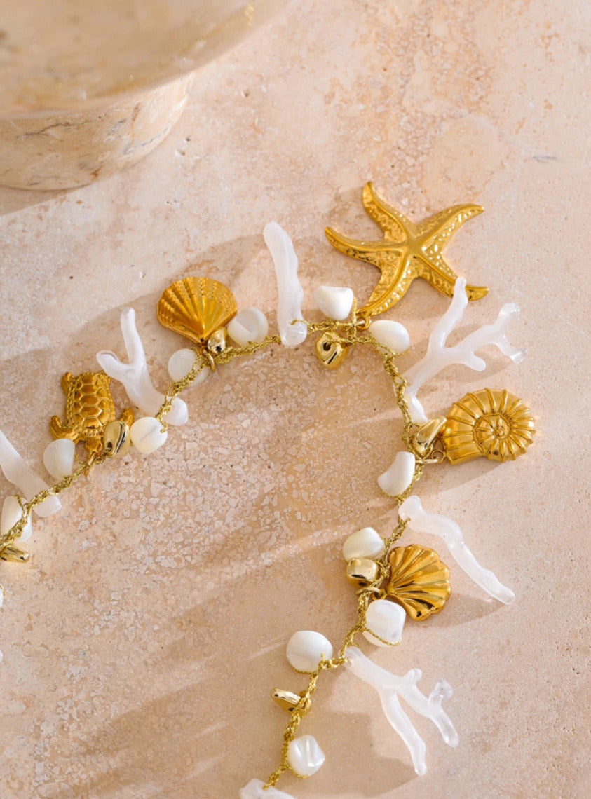Golden Ocean Charm Necklace