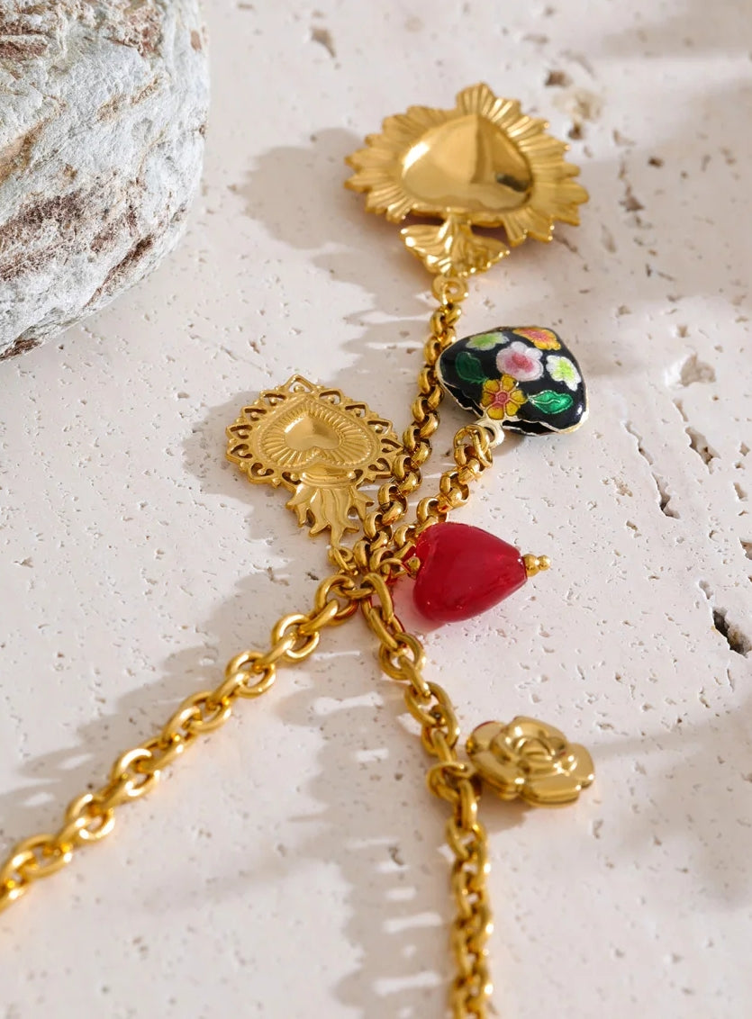 Multi Heart Charm Necklace