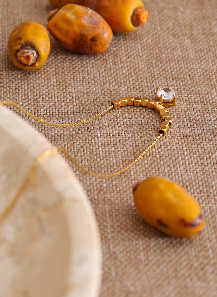 Cubic Zirconia Square Beads Pendant Necklace