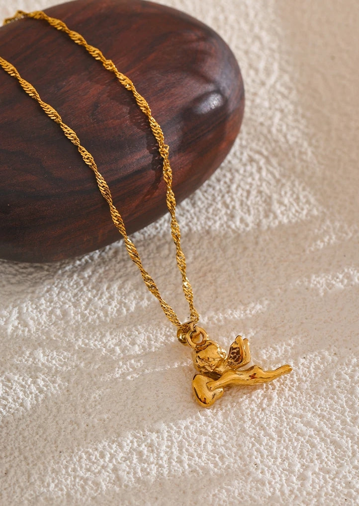 Gold Angel Pendant Necklace