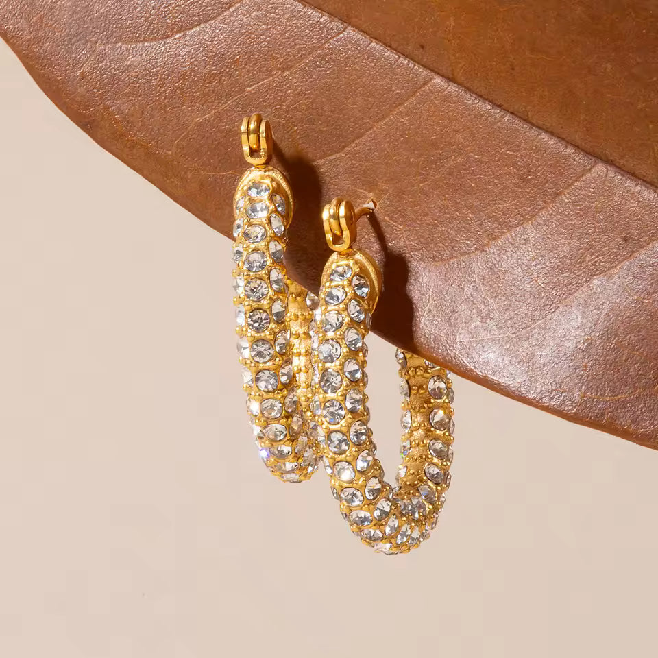 Cubic Zirconia French Classic Hoop Earrings