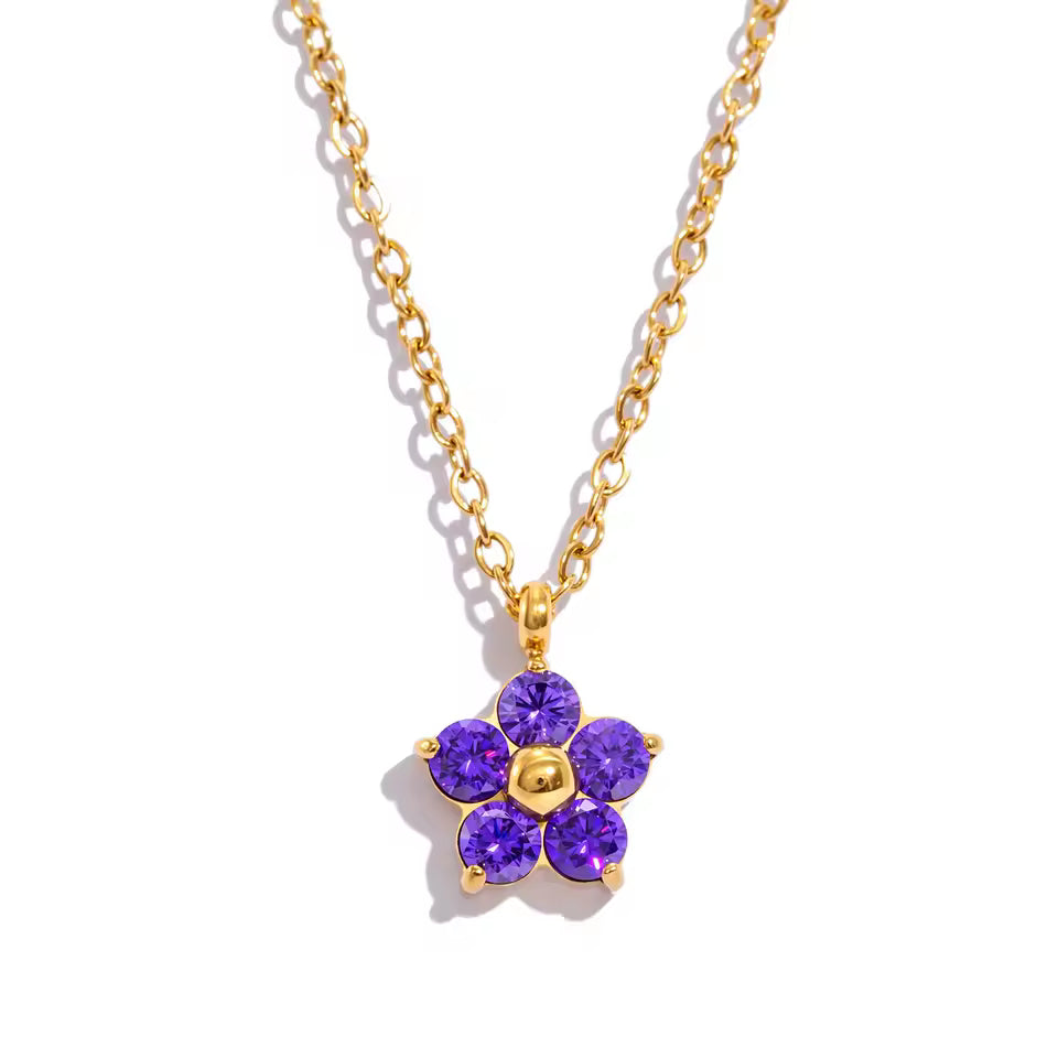Dainty Plum Blossom Pendant Necklace with CZ