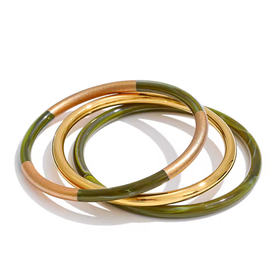 Triple Circle Resin Overlay Minimalist Bangle