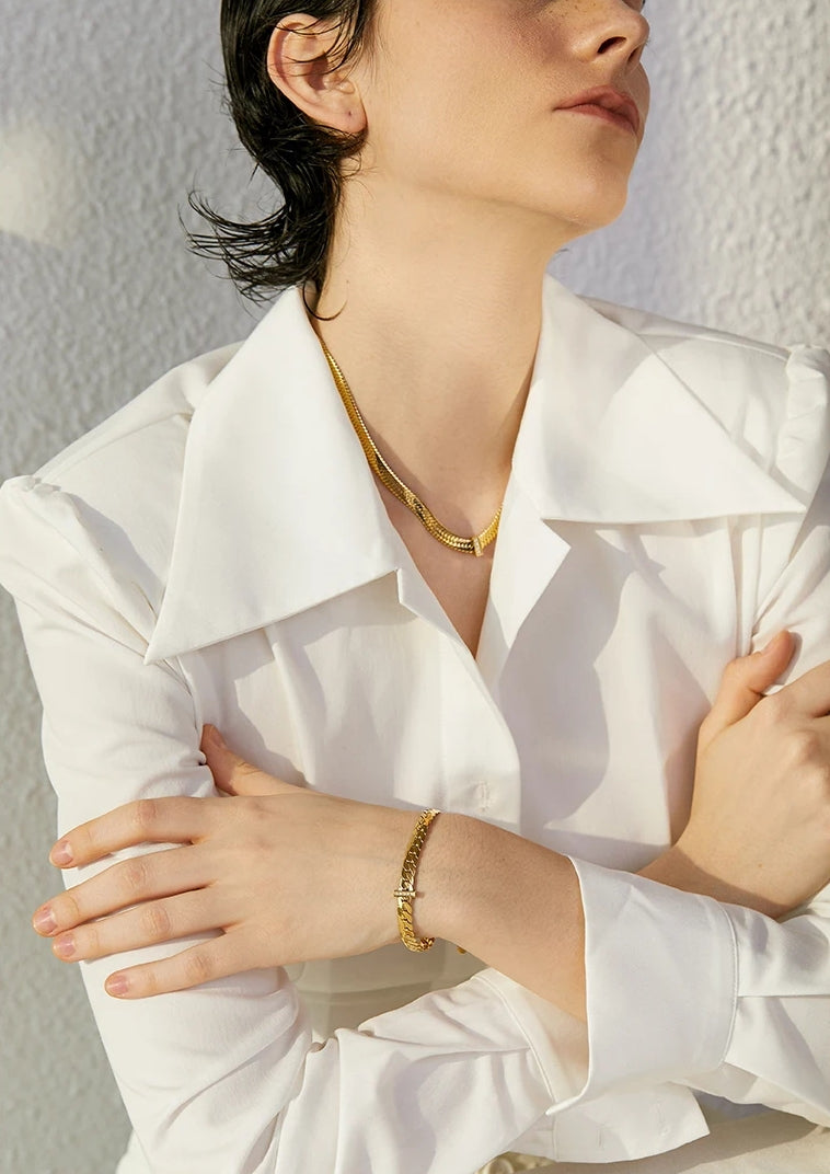 Cubic Zirconia Detailed Cuban Chain Bracelet