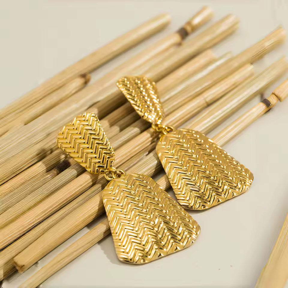 Trapezoid Pendant Dangle Earrings